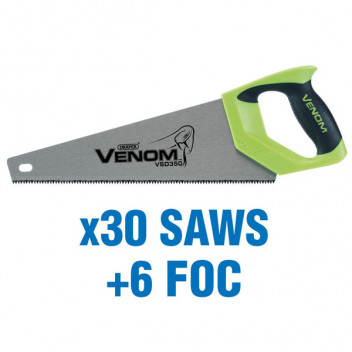 Draper 85564 - First Fix Draper Venom&#174; Double Ground 350mm Tool Box Saws (added value pack 30 saws + 6 foc)