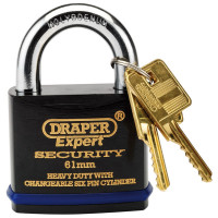 Draper Expert 64194 - Draper Expert 64194 - Expert 61mm Heavy Duty Padlock and 2 Keys with Super Tough Molybdenum Steel Shackle