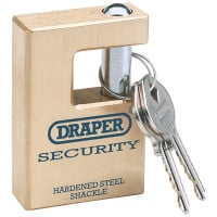 Draper Expert 64201 - Draper Expert 64201 - Expert 63mm Quality Close Shackle Solid Brass Padlock and 2 Keys with Hardened Steel Shackle