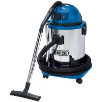 Draper 48499 - Draper 48499 - 50L Wet and Dry Vacuum Cleaner with Stainless Steel Tank and 230V Power Tool Socket (1400W)