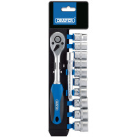 Draper 16371 - Draper 16371 - 3/8" Sq. Dr. Metric Socket and Ratchet Set (12 piece)