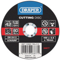Draper 26877 - Draper 26877 - Depressed Centre Metal Cutting Discs (100 x 2.5 x 16mm)