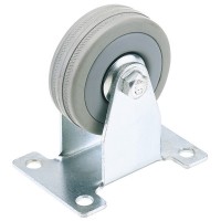 Draper 65482 - Draper 65482 - 100mm Dia. Fixed Plate Fixing Rubber Castor - S.W.L. 80Kg