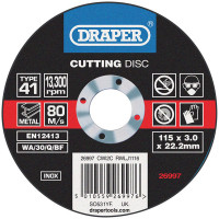 Draper 26997 - Draper 26997 - INOX Cutting Disc (115 x 3.0 x 22.2mm)