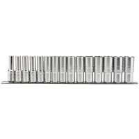 Draper Expert 16499 - Draper Expert 16499 - 1/2" Sq. Dr. Metric Deep Sockets on a Socket Rail (15 Piece)