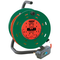 Draper 26341 - Draper 26341 - 230V Four Socket Garden Cable Reel with RCD Adaptor (25M)