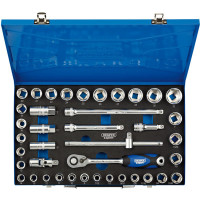 Draper Expert 16474 - Draper Expert 16474 - 1/2" Sq. Dr. Combined MM/AF Socket Set in Metal Case (40 Piece)