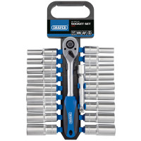 Draper 16377 - Draper 16377 - 1/2" Sq. Dr. Combined MM/AF Deep Socket and Ratchet Set (20 Piece)