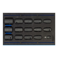 Draper Expert 63415 - Draper Expert 63415 - 1/2" Sq. Dr. Impact Socket Set in 1/4 Drawer EVA Insert Tray (15 Piece)