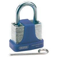 Draper 64157 - Draper 64157 - 42mm Laminated Steel Padlock with 3 Number Combination and Hardened Steel Shackle