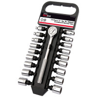 Draper Redline 68928 - Draper Redline 68928 - 3/8" Sq. Dr. MM/AF Combined Socket Set (19 Piece)
