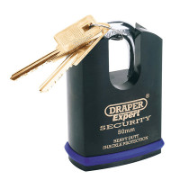 Draper Expert 64197 - Draper Expert 64197 - Expert 50mm Heavy Duty Padlock and 2 Keys with Shrouded Shackle