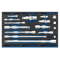 Draper Expert 63530 - Draper Expert 63530 - Extension Bar, Universal Joints and Socket Convertor Set 1/4 Drawer EVA Insert Tray (16 Piece)
