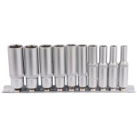 Draper 16399 - Draper 16399 - 1/4" Sq. Dr. Metric Deep Sockets on Metal Rail (10 piece)