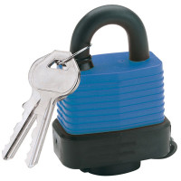 Draper 64176 - Draper 64176 - 45mm Laminated Steel Padlock and 2 Keys with Hardened Steel Shackle and Bumper