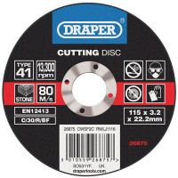 Draper 26875 - Draper 26875 - Flat Stone Cutting Discs (115 x 3.2 x 22.2mm)