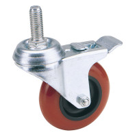 Draper 65521 - Draper 65521 - 100mm Dia. Swivel Bolt Fixing Polyurethane Wheel with Brake - S.W.L. 125Kg