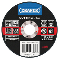Draper 26930 - Draper 26930 - Depressed Centre Stone Cutting Discs (115 x 3.2 x 22.2mm)