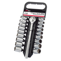 Draper Redline 68929 - Draper Redline 68929 - 1/2" Sq. Dr. MM/AF Combined Socket Set (19 Piece)