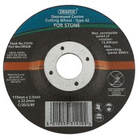 Draper 31410 - Draper 31410 - 115 x 2.5 x 22.2mm Bore Depressed Centre Stone Cutting