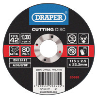 Draper 26895 - Draper 26895 - Depressed Centre Metal Cutting Discs (115 x 2.5 x 22.2mm)