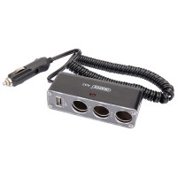 Draper 12076 - Draper 12076 - 12V DC 3 Way Extension Lead with USB Port