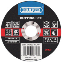 Draper 26827 - Draper 26827 - Flat Metal Cutting Discs (115 x 1.2 x 22.2mm)
