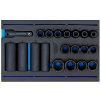 Draper Expert 63487 - Draper Expert 63487 - 1/2" Sq. Dr. Impact Socket Set in 1/4 Drawer EVA Insert Tray (20 Piece)