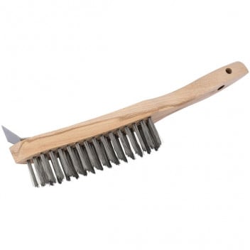 Draper 36176 - 310mm Heavy Duty 4 Row Wire Scratch Brush with Scraper