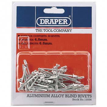 Draper 13556 - 50 x 4mm x 5.6mm Blind Rivets