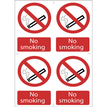 Draper 72166 - 4 x 'No Smoking' Prohibition Sign