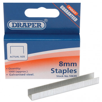 Draper 10639 - 8mm Steel Staples (1000)