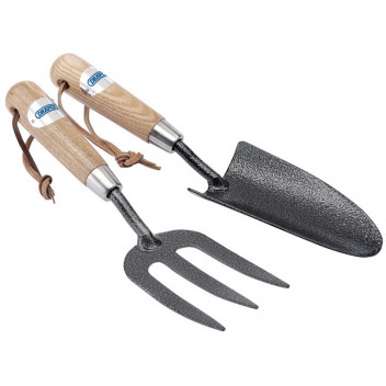 Draper 83776 - Carbon Steel Heavy Duty Hand Fork and Trowel Set with Ash Handles (2 Piece)
