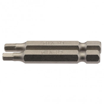 Draper 64254 - 4mm 1/4" Hex. Hexagonal Insert Bit 50mm Long x 2