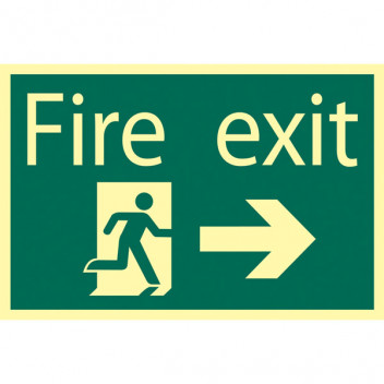 Draper 72662 - Glow In The Dark 'Fire Exit Arrow Right' Safety Sign