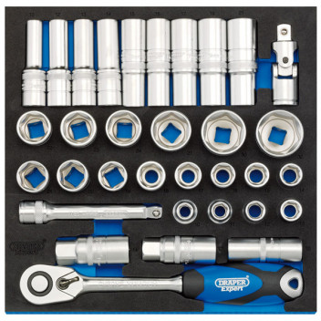 Draper Expert 63535 - 1/2" Socket Set in 1/2 Drawer EVA Insert Tray (33 Piece)