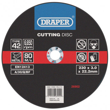 Draper 26902 - Depressed Centre Metal Cutting Discs (230 x 3.0 x 22.2mm)