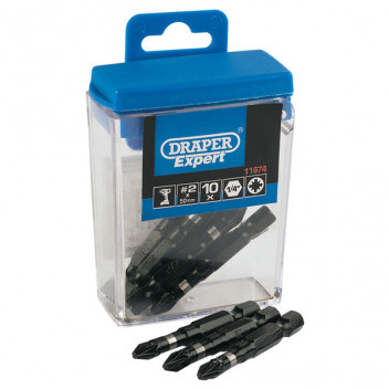 Draper Expert 11674 - No. 2 PZ x 50mm Type Impact Bits (10 Piece)