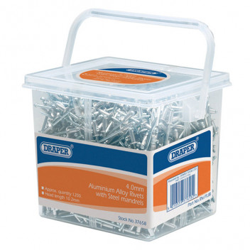 Draper 37658 - Tub of 1200 (Approx) 4.0mm Diameter Blind Rivets