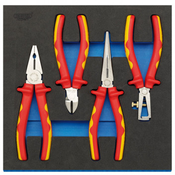 Draper Expert 63216 - VDE Approved Fully Insulated Plier Set in 1/2 Drawer EVA Insert Tray (4 Piece)