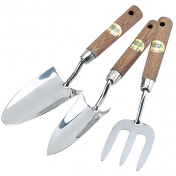 Draper Expert 09565 - Stainless Steel Hand Fork and Trowels Set with FSC Certified Ash Handles (3 Piece)