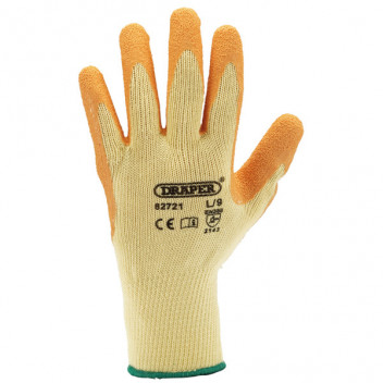 Draper 82721 - Orange Heavy Duty Latex Coated Work Gloves - Large