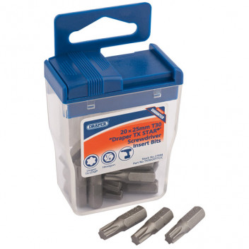 Draper 27694 - 20 x Draper TX-STAR&#174; 25mm Long Insert Bits in Plastic Storage Case