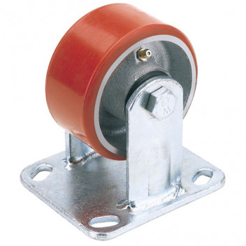 Draper 65531 - 160mm Dia. Fixed Plate Fixing Heavy Duty Polyurethane Wheel