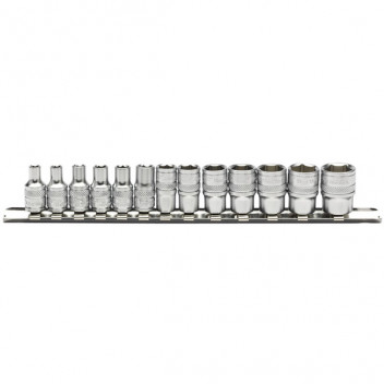 Draper Expert 16487 - 1/4" Sq. Dr. Metric Socket Set on Metal Rail (13 Piece)