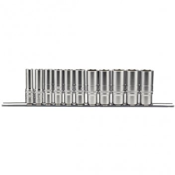 Draper Expert 16495 - 3/8" Sq. Dr. Imperial Deep Socket Set on Metal Rail (11 Piec