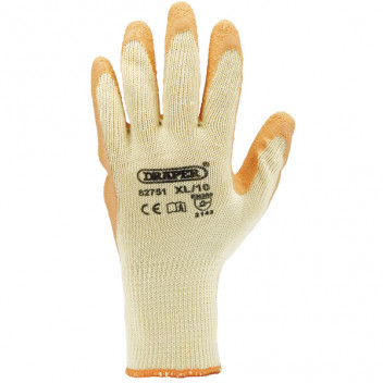 Draper 82751 - Pack of Ten, Orange Heavy Duty Latex Coated Work Gloves - ExtraLarge