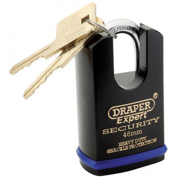 Draper Expert 64196 - Expert 46mm Heavy Duty Padlock and 2 Keys with Shrouded Shackle