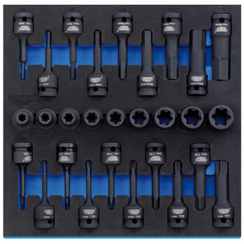 Draper Expert 63490 - 1/2" Sq. Dr. Impact TX-STAR&#174; and Hex Socket Set in 1/2 Drawer EVA Insert Tray (28 Piece)