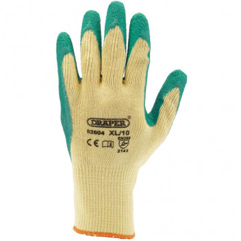 Draper 82604 - Green Heavy Duty Latex Coated Work Gloves - Extra Large